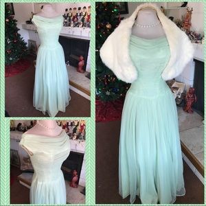 Pastel Mint Green 1940s Ball Gown